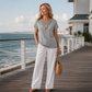 🌸T-shirt da donna casual a maniche corte con scollo a V– Comfort Premium e Stile Quotidiano Chic✨