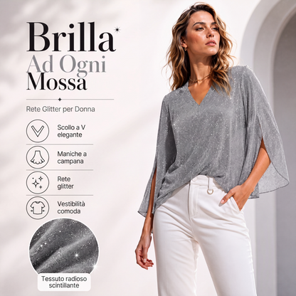 ✨ Top Donna Elegante con Maniche Svasate e Brillantini – Look Chic e Femminile per Ogni Occasione