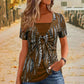 🐆✨ T-shirt da donna finto due pezzi con stampa leopardata e anello a O– Look Trendy e Raffinato Ogni Giorno