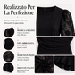 🌸Abito da donna aderente con maniche a palloncino in pizzo e arricciature– Look Femminile e Raffinato