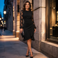 🌸Abito da donna aderente con maniche a palloncino in pizzo e arricciature– Look Femminile e Raffinato