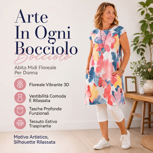 🌸Abito donna largo con stampa floreale e tasche – Comfort e Stile Senza Tempo
