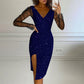 🌙Abito bodycon glitterato da donna con maniche in mesh– Look Glamour e Femminile per Occasioni Speciali