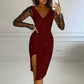 🌙Abito bodycon glitterato da donna con maniche in mesh– Look Glamour e Femminile per Occasioni Speciali