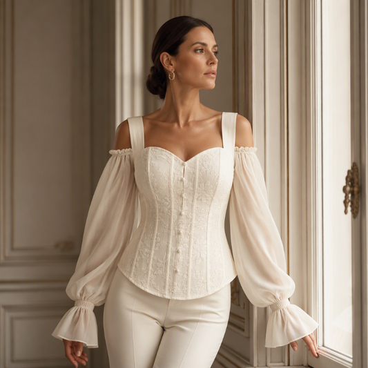 🌹 Top da donna con spalle scoperte e stampa floreale jacquard– Eleganza Femminile Senza Tempo
