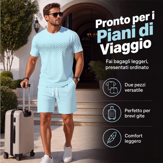 🔥 Set coordinato uomo 2 pezzi con maglietta e pantaloncini – look sportivo elegante, fresco e facile da abbinare