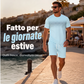 Set da uomo di t-shirt e pantaloncini casual, 2 pezzi