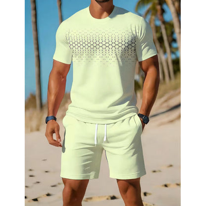 Set da uomo di t-shirt e pantaloncini casual, 2 pezzi