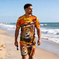 Completo t-shirt e pantaloncini casual da uomo con stampa animale