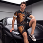 Completo t-shirt e pantaloncini casual da uomo con stampa animale