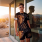 Completo t-shirt e pantaloncini casual da uomo con stampa animale