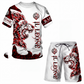 Completo t-shirt e pantaloncini casual da uomo con stampa animale