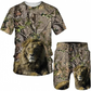 Completo t-shirt e pantaloncini casual da uomo con stampa animale