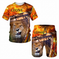 Completo t-shirt e pantaloncini casual da uomo con stampa animale
