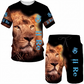Completo t-shirt e pantaloncini casual da uomo con stampa animale
