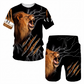 Completo t-shirt e pantaloncini casual da uomo con stampa animale