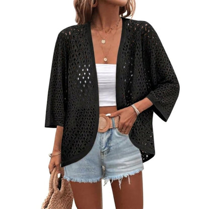 Cardigan leggero da donna casual con trafori
