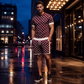 Set due pezzi da uomo: top casual e shorts