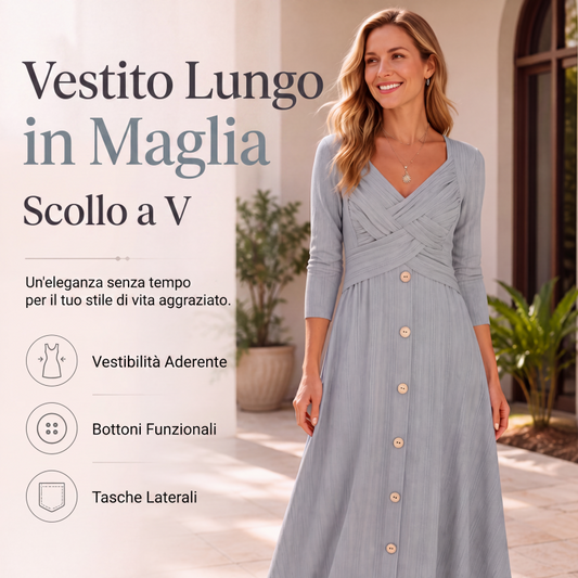💃 Abito donna con scollo a V effetto avvolgente – silhouette elegante, comfort quotidiano e stile senza tempo