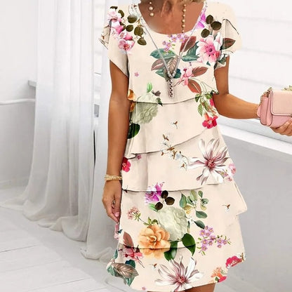 🌸✨ Abito Cascata con Stampa Floreale Multi-piante