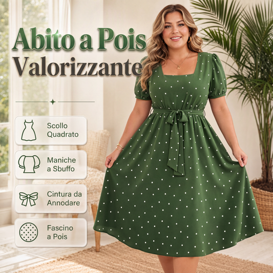 🌸Abito a pois da donna taglie forti - Eleganza e fascino in ogni curva💕✨