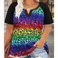 👚 T-shirt da donna casual con scollo a V e maniche corte