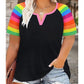 👚 T-shirt da donna casual con scollo a V e maniche corte