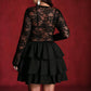 🌸Abito da donna con maniche lunghe, scollo a V e applicazioni in pizzo