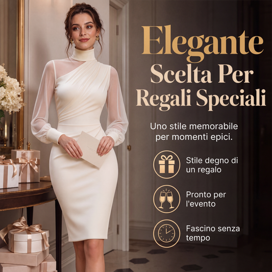 🖤✨Abito da donna aderente in rete con collo a lupetto