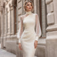 🖤✨Abito da donna aderente in rete con collo a lupetto