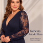 Abito lungo da donna elegante con scollo a V e applicazioni in pizzo