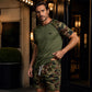 👕🩳Set da uomo composto da camicia a maniche corte mimetica casual e shorts