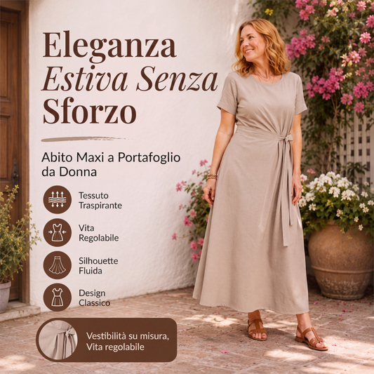 Abito midi elegante da donna con laccetto in vita regolabile