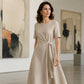 Abito midi elegante da donna con laccetto in vita regolabile