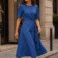 Abito midi elegante da donna con laccetto in vita regolabile
