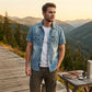 Camicia di jeans casual da uomo a maniche corte