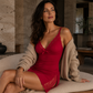 Camicia da notte sexy da donna con finiture in pizzo