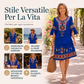 Abito da donna vintage a strati con stampa etnica