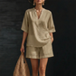 Set casual da donna a due pezzi con scollo a V