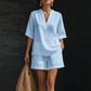 Set casual da donna a due pezzi con scollo a V