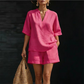 Set casual da donna a due pezzi con scollo a V