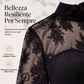 Abito maxi da donna con maniche lunghe e inserto in pizzo