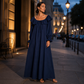 Abito lungo casual da donna con scollo a spalle scoperte