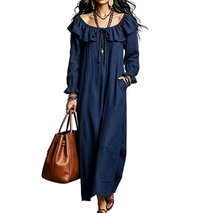 Abito lungo casual da donna con scollo a spalle scoperte