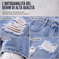 Jeans da donna a gamba larga strappati, pantaloni di denim a vita alta effetto vissuto
