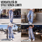 Jeans da donna a gamba larga strappati, pantaloni di denim a vita alta effetto vissuto