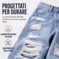 Jeans da donna a gamba larga strappati, pantaloni di denim a vita alta effetto vissuto