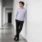 Camicia casual da uomo a maniche lunghe con collo Henley