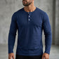 Camicia casual da uomo a maniche lunghe con collo Henley