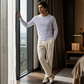 Camicia casual da uomo a maniche lunghe con collo Henley